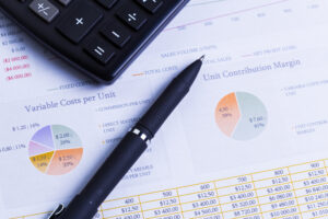 Accounting work being done on with papers