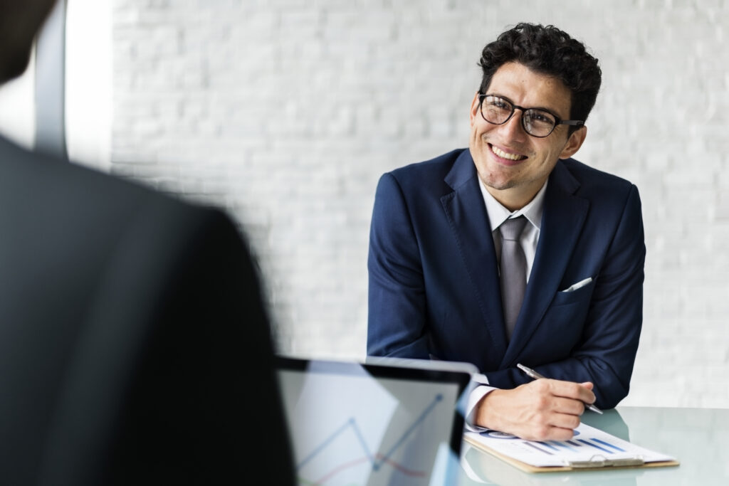 Cheerful businessman in a meeting